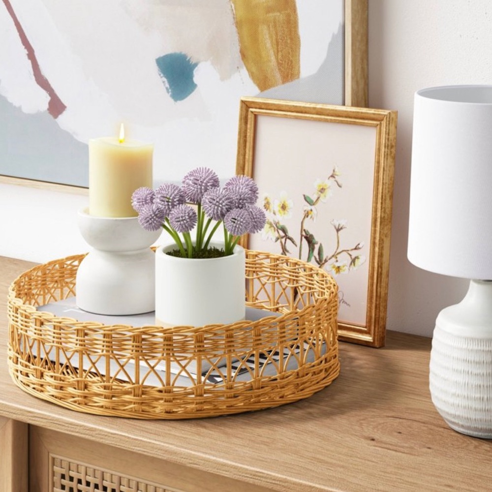 Target Round Multiweave Rattan Tray - Threshold